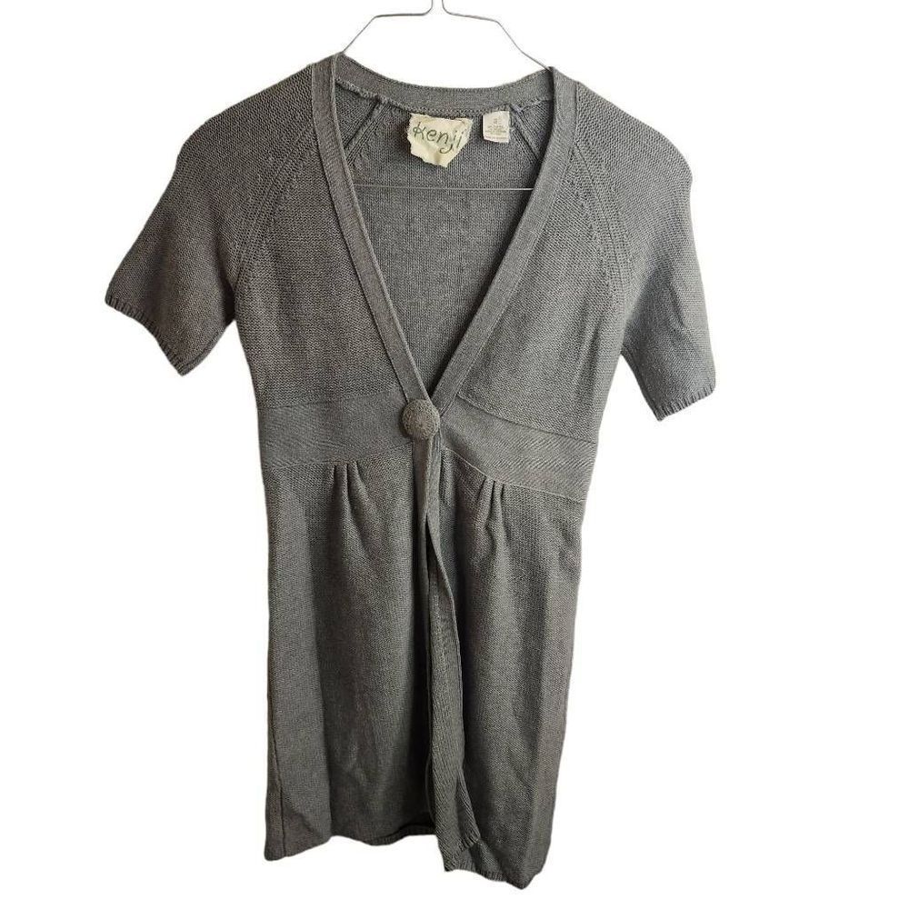 Free People Vintage Kenji Long Thick Knit Sweater Cardigan Short Sleeves Size Sm